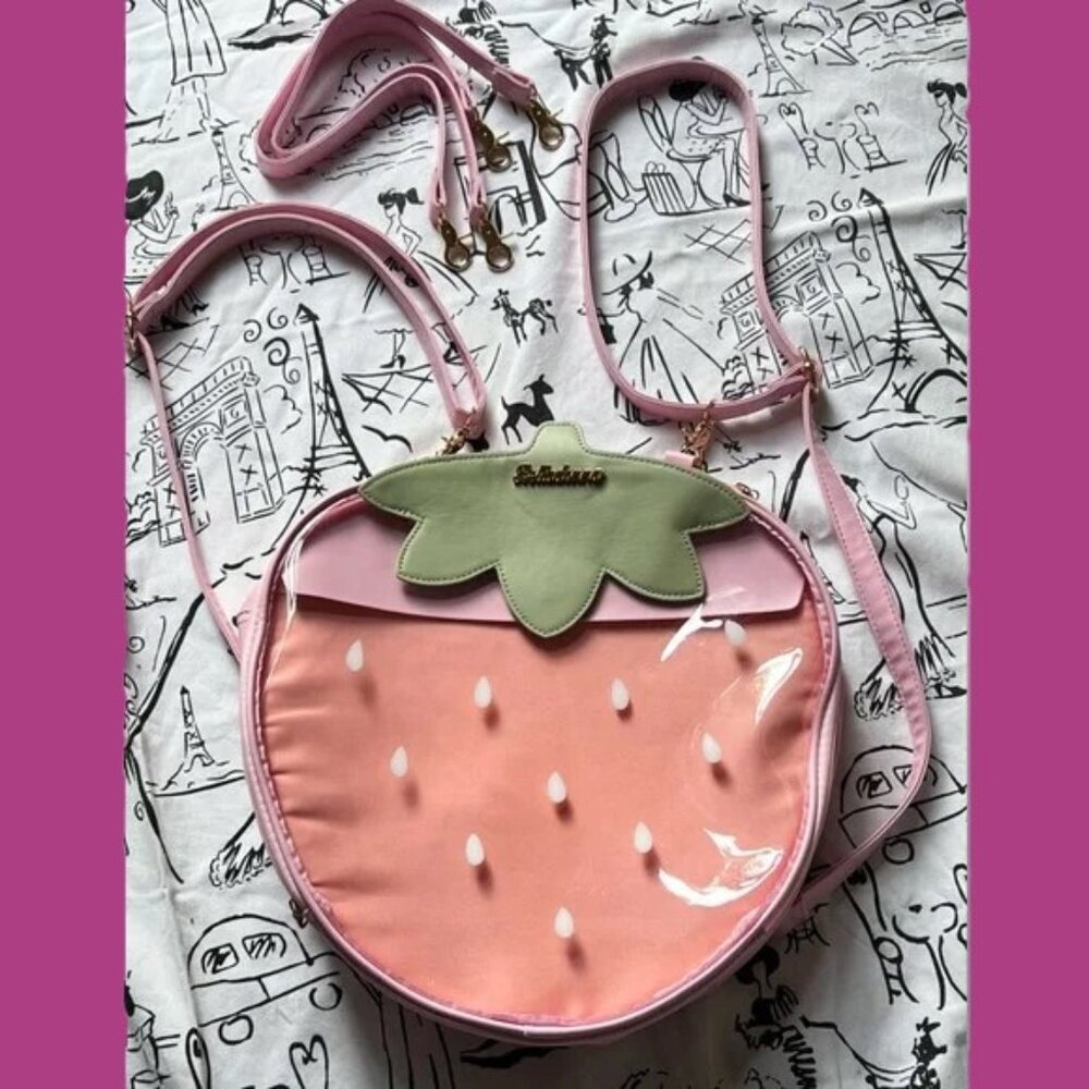 Belladonna Crossbody Bag Convertible Backpack Pink Strawberry Clear Outer Cover